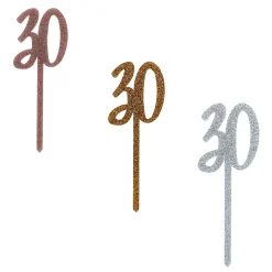 Discount Metallic 30 Glitter Acrylic Cake Topper (3 Colour Options) 30Th Birthday|Cake Candles