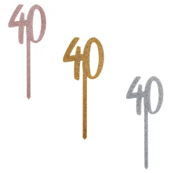 Card Factory Metallic 40 Glitter Acrylic Cake Topper (3 Colour Options)