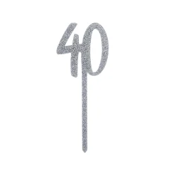 Card Factory Metallic 40 Glitter Acrylic Cake Topper (3 Colour Options)