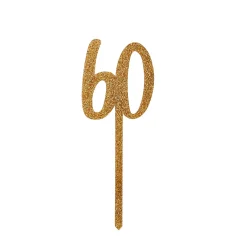 Discount Metallic 60 Glitter Acrylic Cake Topper (3 Colour Options) 60Th Birthday|Cake Candles
