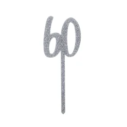 Discount Metallic 60 Glitter Acrylic Cake Topper (3 Colour Options) 60Th Birthday|Cake Candles