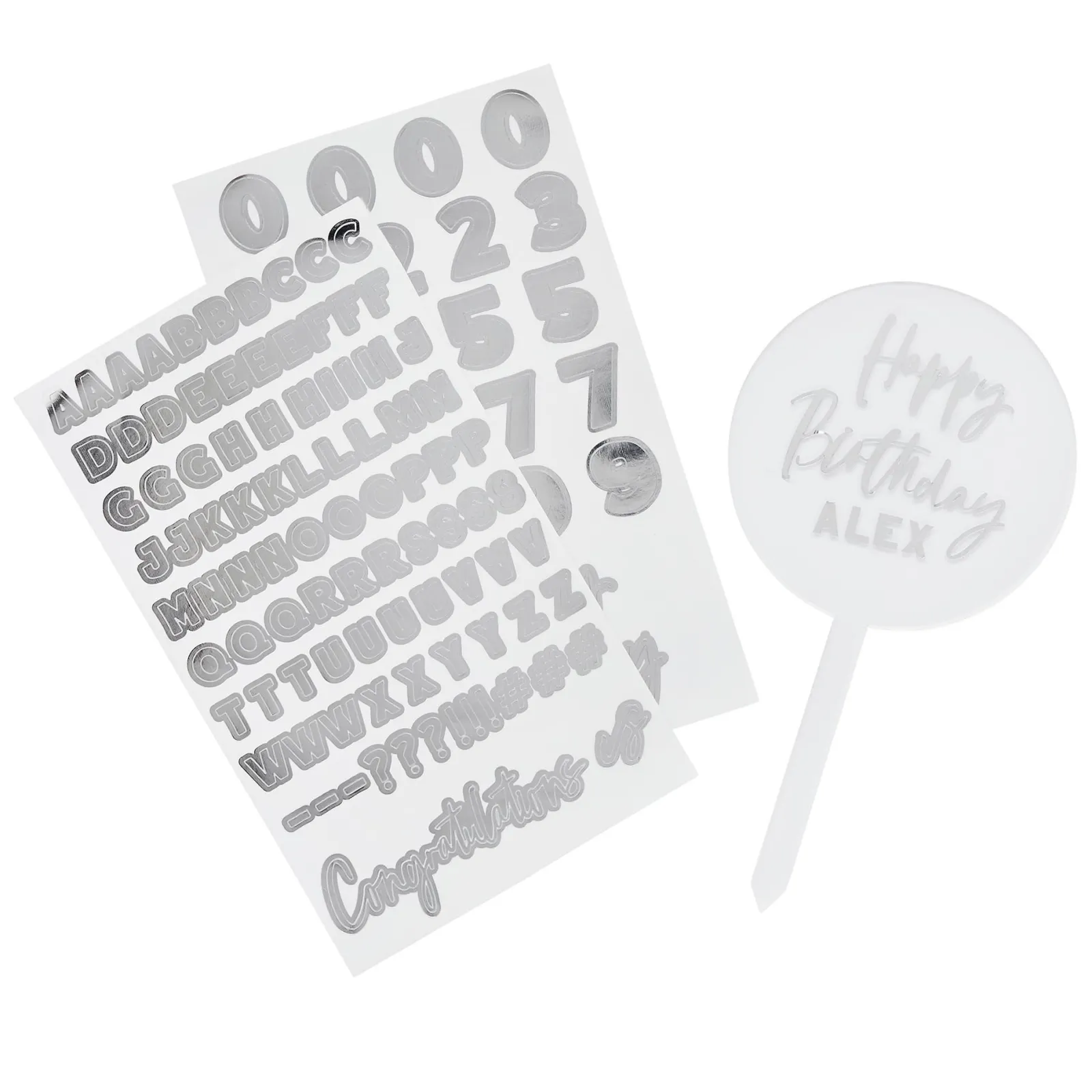 Card Factory Metallic Customisable Acrylic Cake Topper (3 Colour Options)