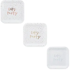 Card Factory Metallic Let's Party Plates - Pack of 8 (3 Colour Options)