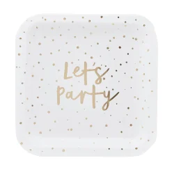 Card Factory Metallic Let's Party Plates - Pack of 8 (3 Colour Options)