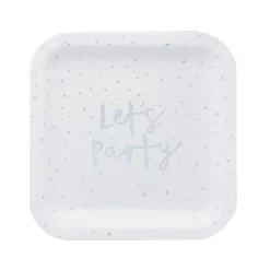 Card Factory Metallic Let's Party Plates - Pack of 8 (3 Colour Options)