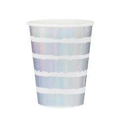 Card Factory Metallic Striped Paper Cups - Pack of 8 (3 Colour Options)