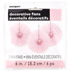 Discount Mini Decorative Tissue Paper Fans - Light Pink (Pack of 3) Wedding Party|Hen Party