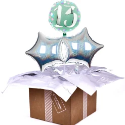 Kids Card Factory Mint Green 13th Birthday Balloon Bouquet - DELIVERED INFLATED!