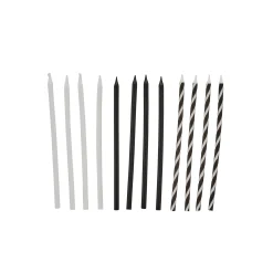 Sale Monochrome Tall Skinny Candles - Pack of 12 Cake Candles|Birthday Party