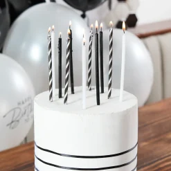 Sale Monochrome Tall Skinny Candles - Pack of 12 Cake Candles|Birthday Party