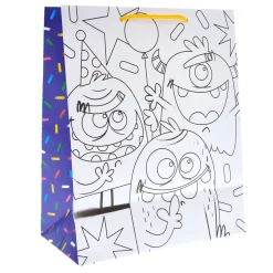 Kids Card Factory Monster Birthday Large Portrait Gift Bag With Colour-In Activity