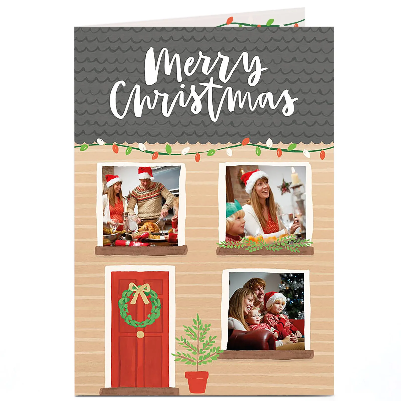Card Factory Multi Photo Christmas Card - House Front
