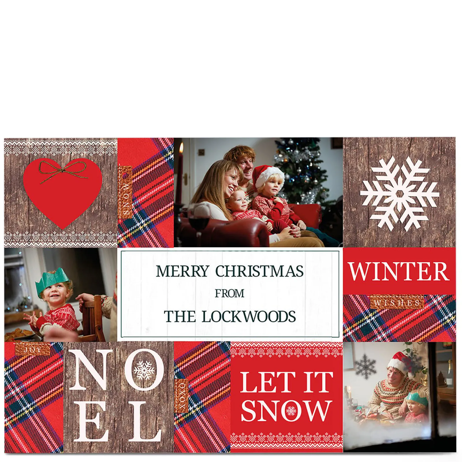 Card Factory Multi Photo Christmas Card - Let It Snow