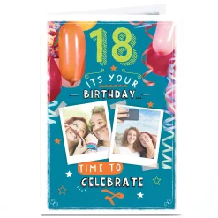 Online Multi Photo 18th Birthday Card - Time to Celebrate BOY For Grandson|For Brother
