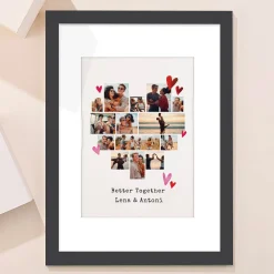 Discount Multi Photo Upload Framed Photo Heart Print With Message - Better Together Personalised Canvas & Wall Art|Photo Gifts