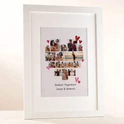 Discount Multi Photo Upload Framed Photo Heart Print With Message - Better Together Personalised Canvas & Wall Art|Photo Gifts