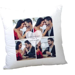 Discount Multi Photo Valentine's Cushion - Happy Memories Live In Our Hearts Personalised Cushions|Photo Gifts