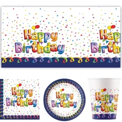 Card Factory Multicolour Happy Birthday Party Tableware Bundle - 16 Guests