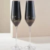 Sale Nero Platinum Champagne Flute Pair Glassware|New Home Gifts