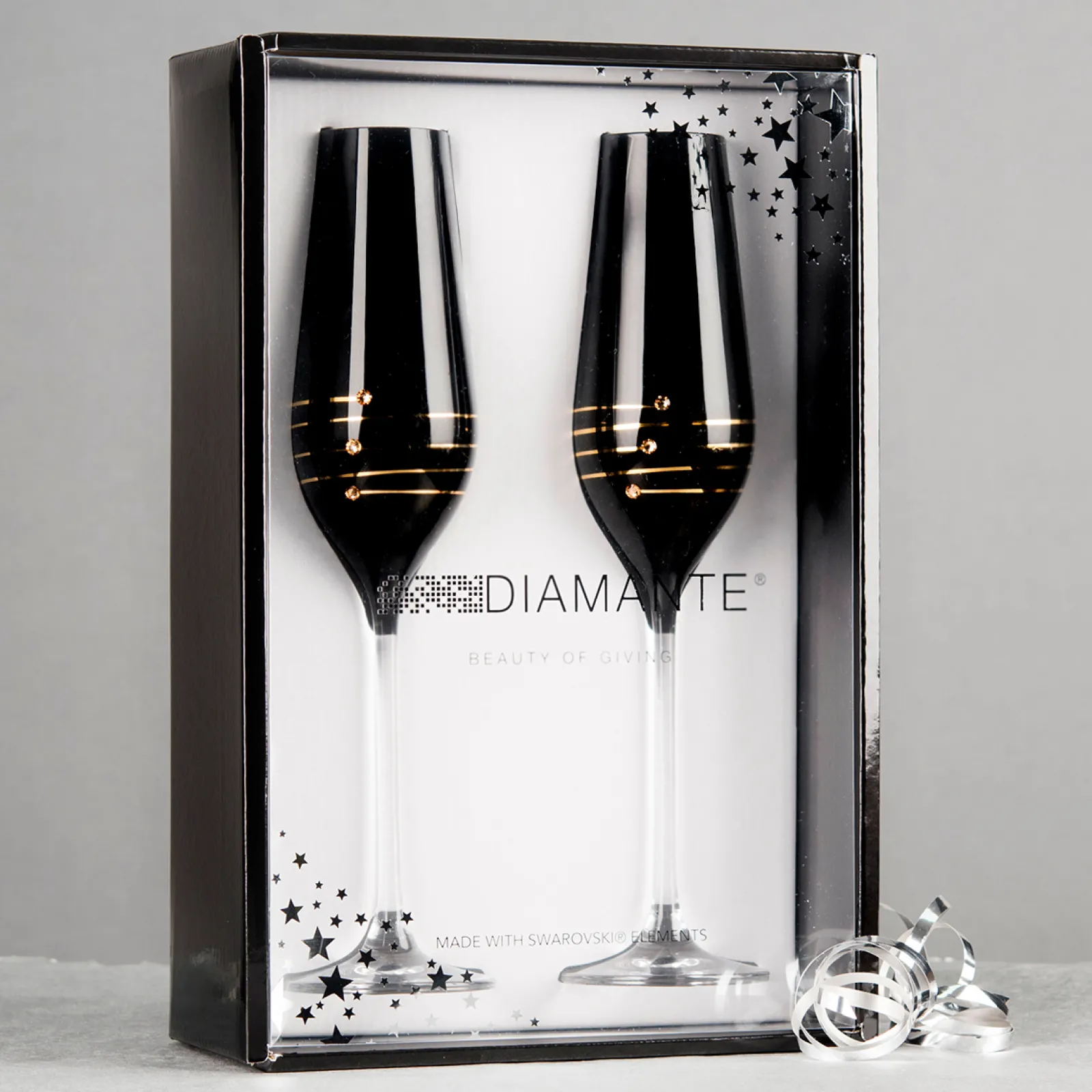 Sale Nero Platinum Champagne Flute Pair Glassware|New Home Gifts