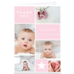 Online New Baby Photo Card - Pink Thank You Thank You|New Baby