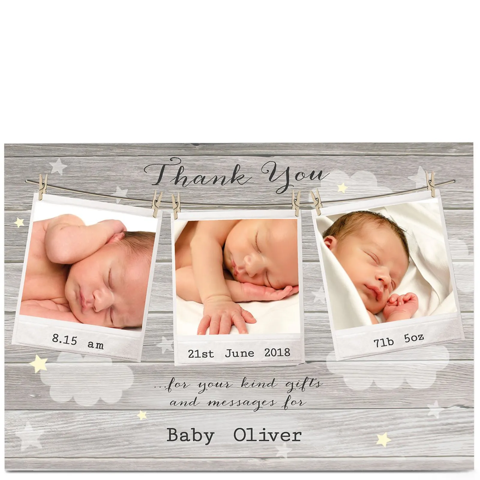 Card Factory New Baby Photo Card - Thank You, Polaroids