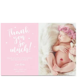 Card Factory New Baby Photo Card - Thank You Pink