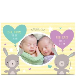 Online New Baby Photo Card - Twin Bunnies New Baby|Photo