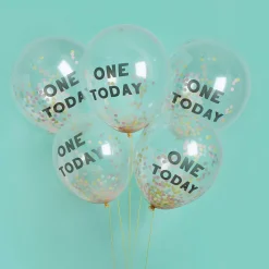 Best One Today Confetti 12-Inch Latex Balloons - Pack of 5 1St Birthday|Character Balloons