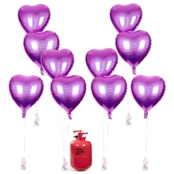 New Party Balloon Bundle - 10 Light Pink Hearts & Helium Hen Party|Anniversary Party