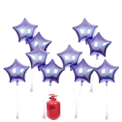 Card Factory Party Balloon Bundle - 10 Lilac Stars & Helium