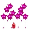 Card Factory Party Balloon Bundle - 10 Magenta Stars & Helium