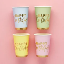 Card Factory Pastel Happy Birthday Paper Cups - Pack of 8
