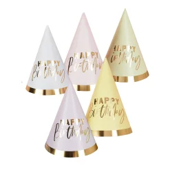 Card Factory Pastel Happy Birthday Party Hats - Pack of 10