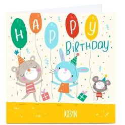 Kids Card Factory Personalied Carol Richardson Birthday Card - Animal Party