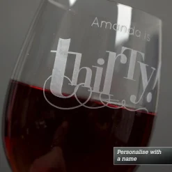 Card Factory Personalised 30 Years Old Wine Glass