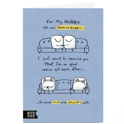 Hot Personalised Anniversary Card - Grow Old and Grumpy With, Hubby Funny|Anniversary