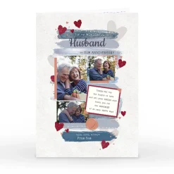 Outlet Personalised Anniversary Photo Card - Painted Hearts Anniversary|Photo