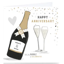 Card Factory Personalised Anniversary Card - Pop The Bubbly & Celebrate