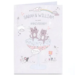Outlet Personalised Anniversary Card - Dancing Cats & Champagne Wedding|Anniversary