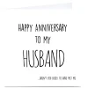 Card Factory Personalised Anniversary Card - Lucky To Have Met Me, Husband