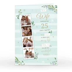 Best Personalised Anniversary Photo Card - Wonderful Memories, Botanical Anniversary|Photo