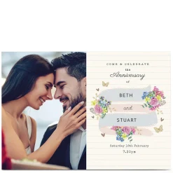 Best Personalised Anniversary Party Invitation - Rustic Floral Invitations|Anniversary Party