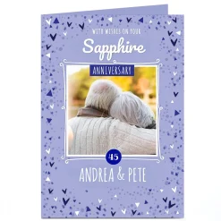 Best Personalised Anniversary Photo Card - Sapphire Anniversary Wedding|Anniversary