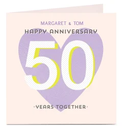 Card Factory Personalised Anniversary Card - Purple Heart