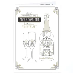 Best Personalised Anniversary Card - Congratulations, Champagne Anniversary
