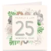 Online Personalised Anniversary Card - Flowers & Green Leaves Invitations|Premium Square