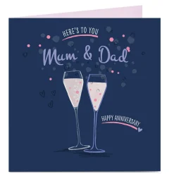Clearance Personalised Anniversary Card - Here's To You Champagne Premium Square|Anniversary