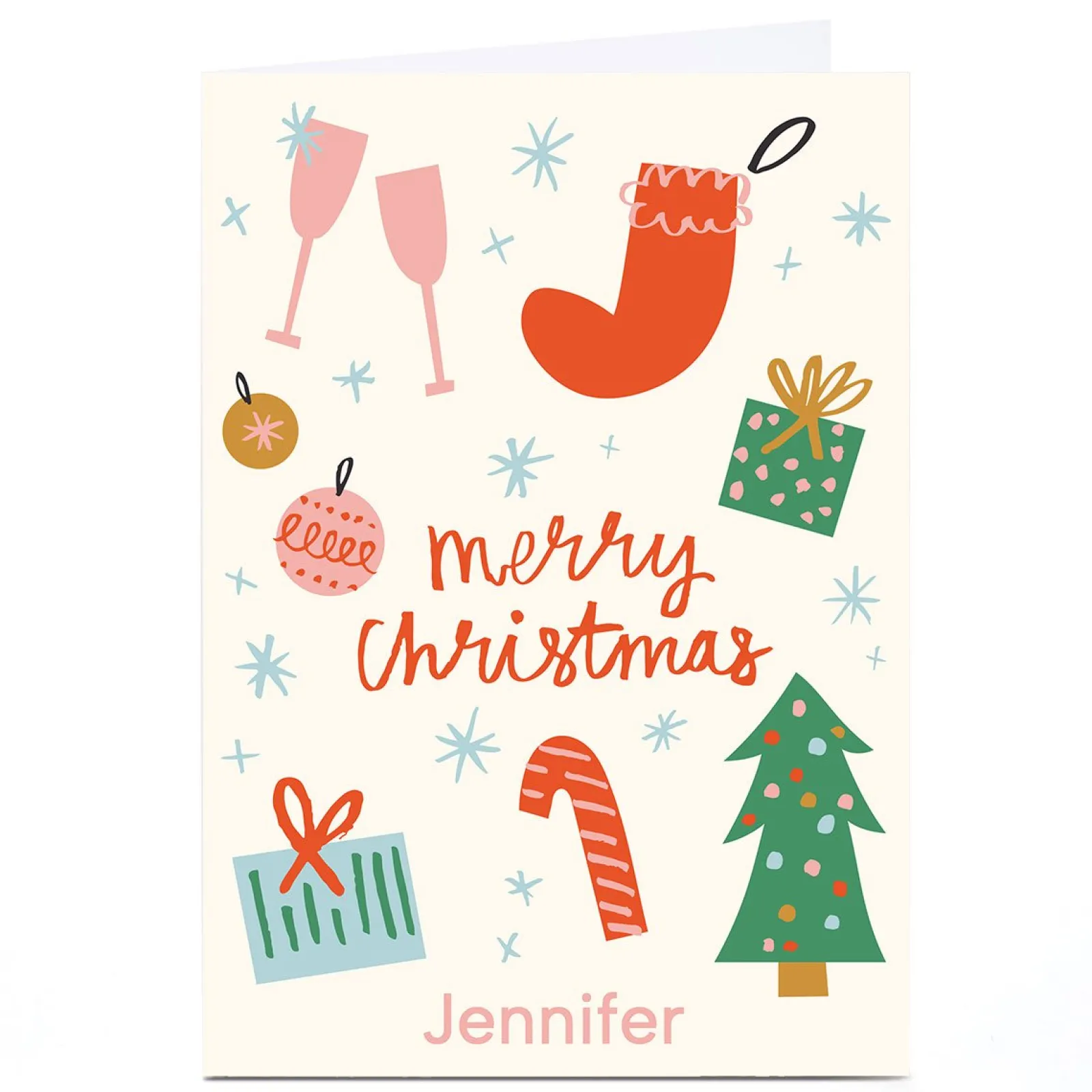 Sale Personalised Ashley Le Quere Christmas Card - Merry Christmas Icons Christmas