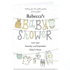 Card Factory Personalised Baby Shower Invitation - Pitter Patter Of Tiny Feet